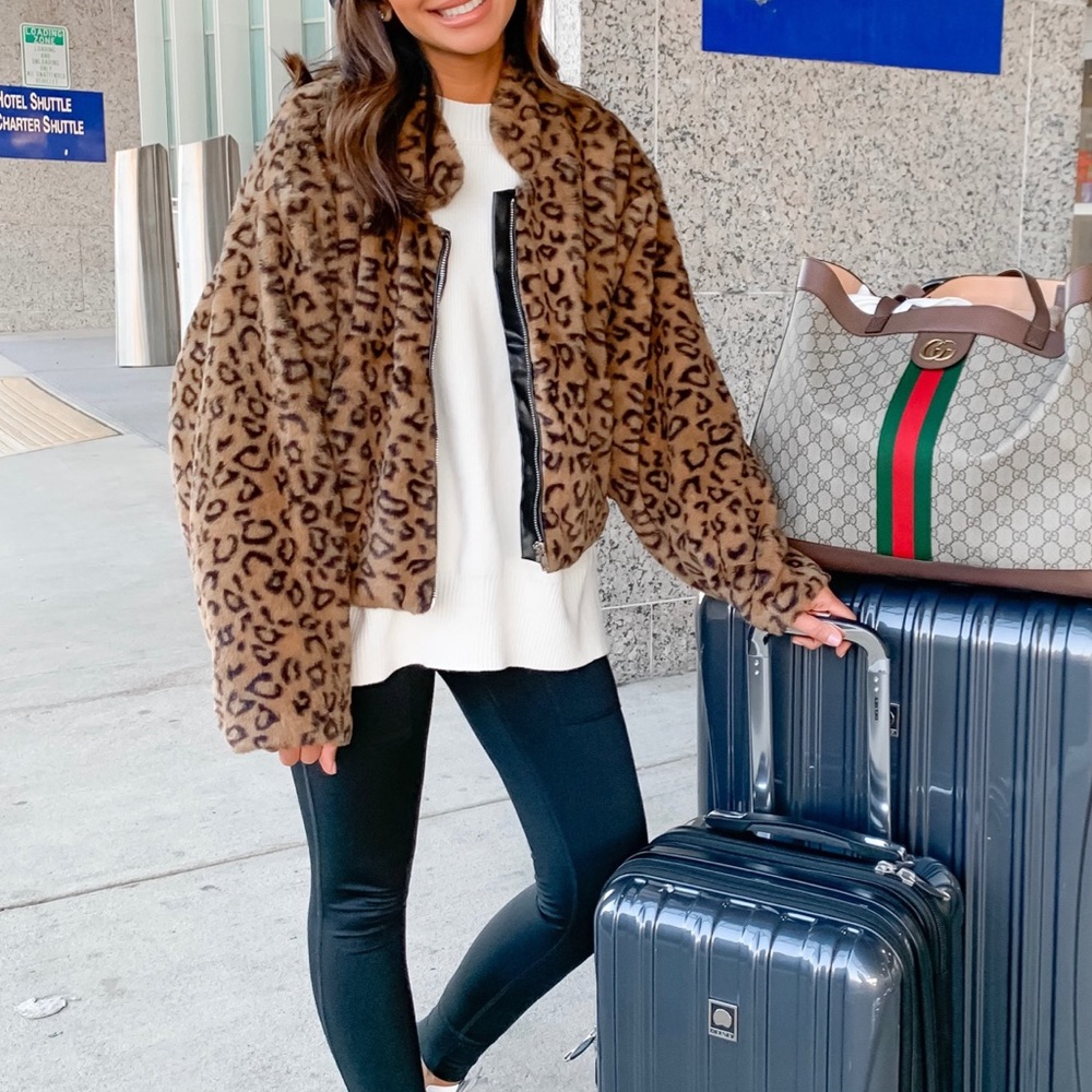 Goodnight Macaroon leopard zip up jacket